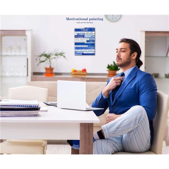 Inspirational Wall-Art - Positive Quotes Office Wall Decor - Blue Motivational - Picture 5 of 6